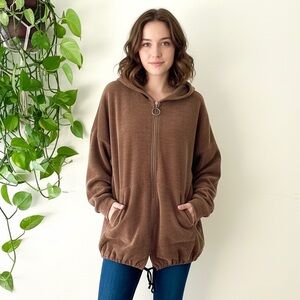 M MADE IN ITALY Cardigan Women S Carmel Color Velour Corduroy Zip Up Cinch Waist